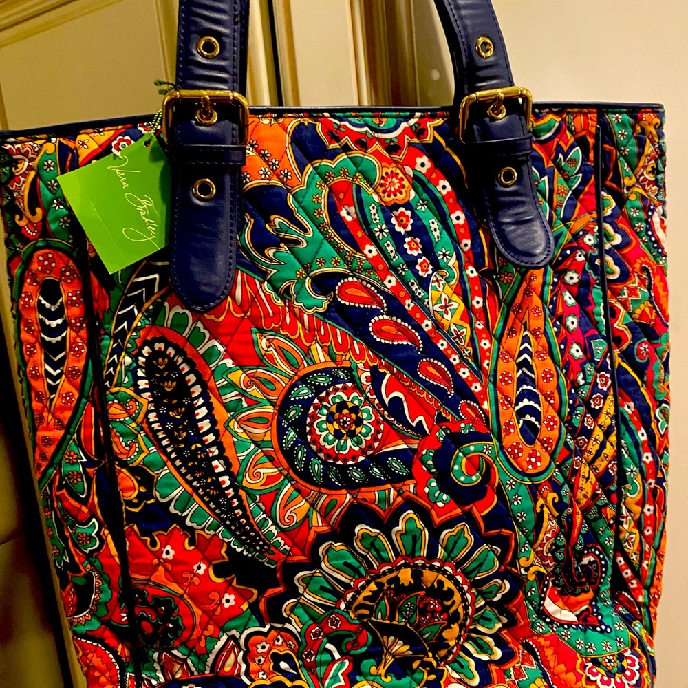 Vera Bradley leather strap tote